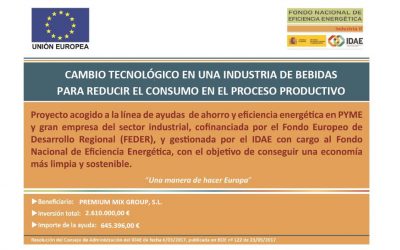 IDAE concede una subvención para llevar a cabo un proyecto de ahorro y eficiencia energética