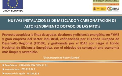 Subvención para nuevas instalaciones de mezclado y carbonatación de alto rendimiento